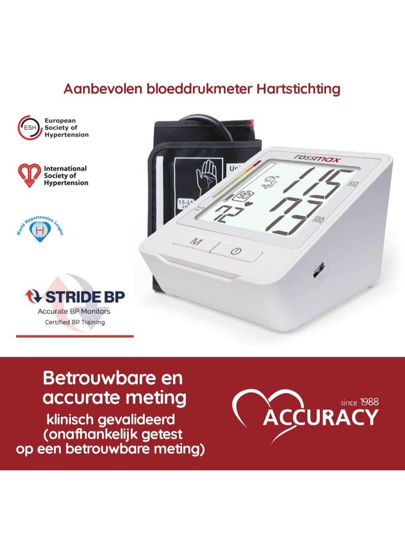 روزماكس جهاز قياس ضغط الدم الأوتوماتيكي Rossmax Z1 من أعلى الذراع - تقنية Real Fuzzy، ذاكرة 90 قراءة، كشف عدم انتظام ضربات القلب وخطر ارتفاع ضغط الدم، يعمل بمنفذ USB-C - أبيض - Image 4